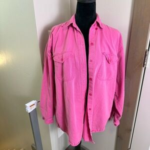 Vintage Andrew BLUES Pink Button Down 100% Cotton Wms Shirt Boyfriend Overshirt